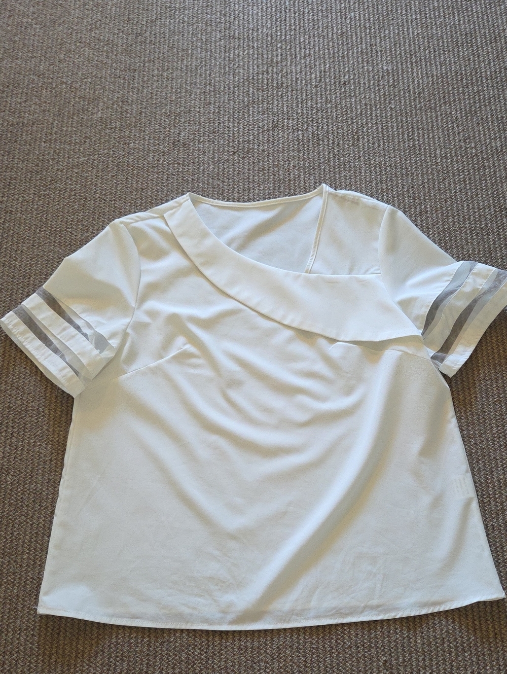 Women's White Short-Sleeve Boat Neck Top